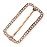Vintage 10k Yellow Gold Rectangle Seed Pearl Brooch