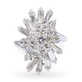 Vintage 14k White Gold 2.10tcw Diamond Cocktail Cluster Ring