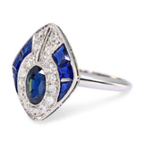 14k White Gold Diamond and Sapphire Ring
