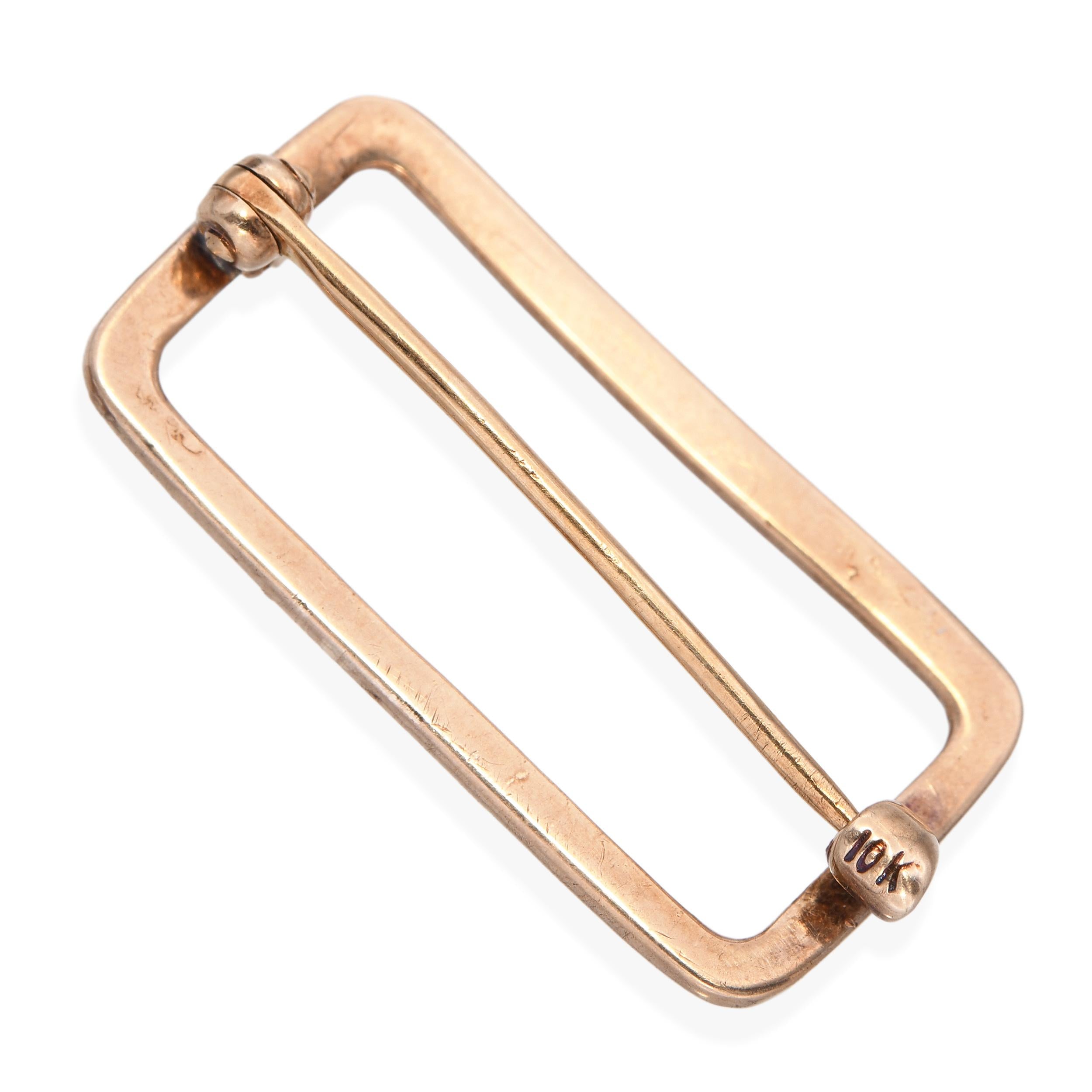 Vintage 10k Yellow Gold Rectangle Seed Pearl Brooch