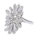 Vintage 14k White Gold 2.10tcw Diamond Cocktail Cluster Ring