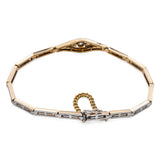 Vintage 14k Yellow Gold & Platinum Old Euro Diamond Bracelet