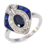 14k White Gold Diamond and Sapphire Ring