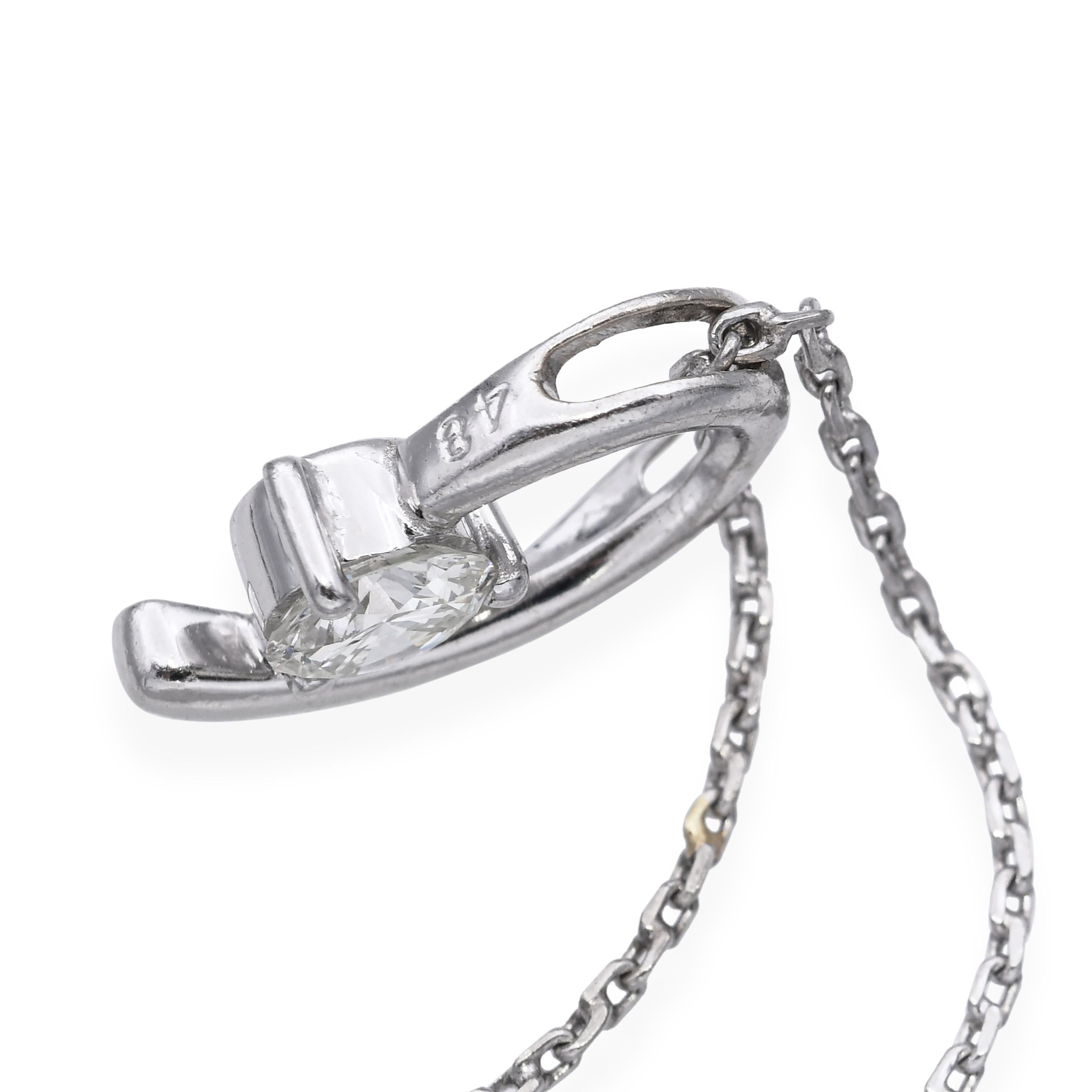 18k White Gold 0.52ct Diamond Pendant with Platinum Chain Necklace