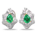 18k White Gold & Platinum Emerald and Diamond Earrings