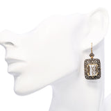 Vintage Silver Topped 14K Gold Quartz and Rose Cut Diamond Earrings