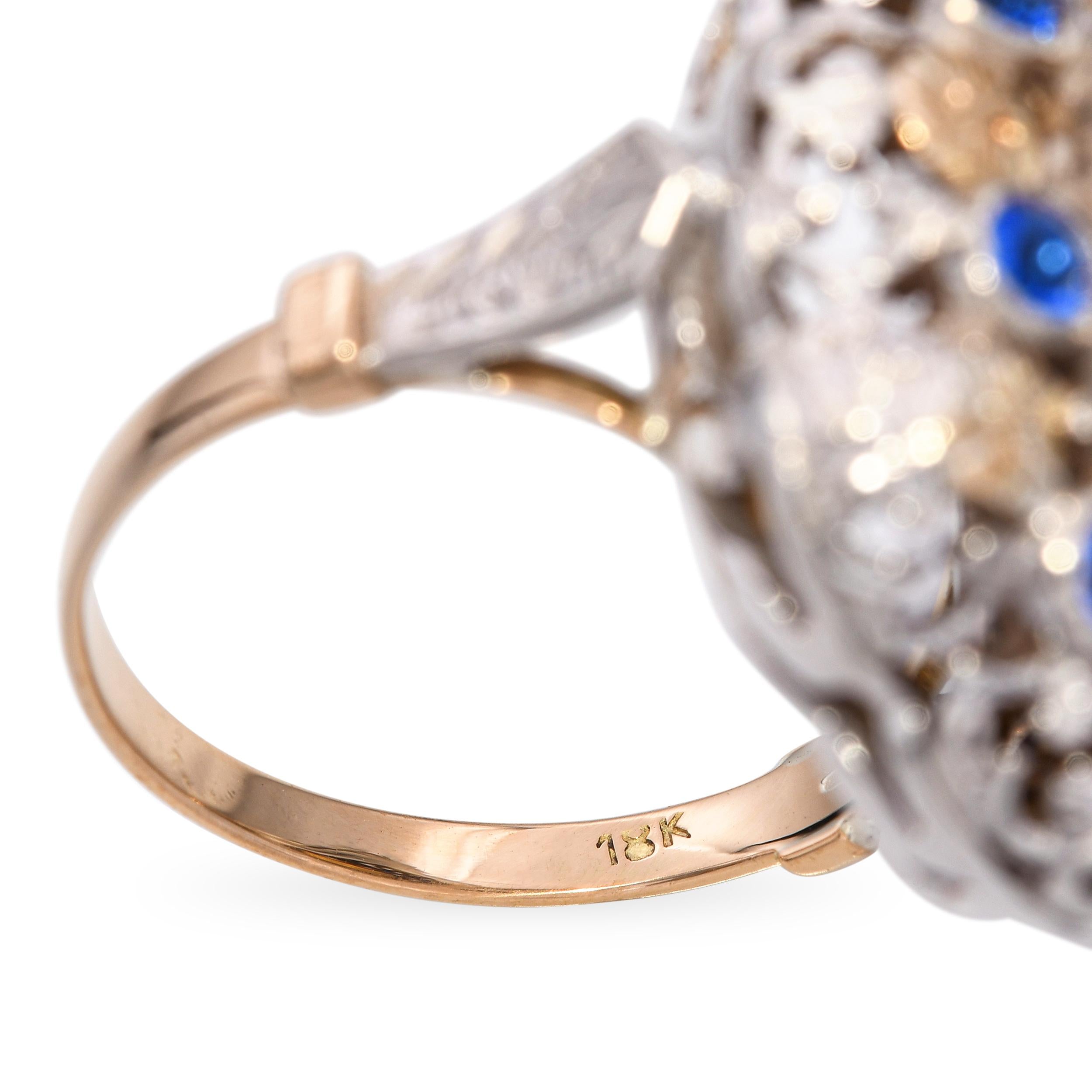 Antique Victorian 18k Yellow Gold and Silver Citrine and Paste Cocktail Ring