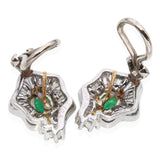 18k White Gold & Platinum Emerald and Diamond Earrings