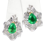 18k White Gold & Platinum Emerald and Diamond Earrings