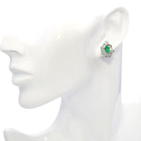 18k White Gold & Platinum Emerald and Diamond Earrings