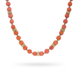 Vintage 14k Yellow Gold 9.5mm Red Coral Beaded Strand Necklace