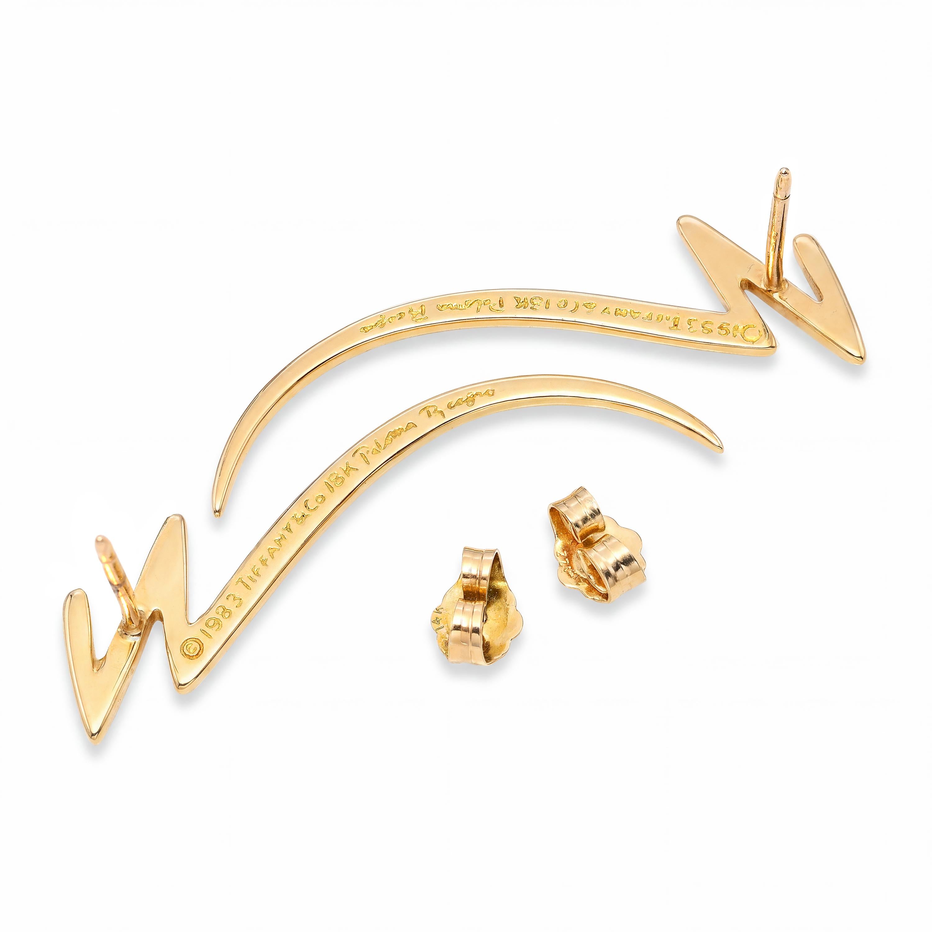 Vintage Tiffany & Co. 18k Yellow Gold Paloma Picasso Zig Zag Earrings
