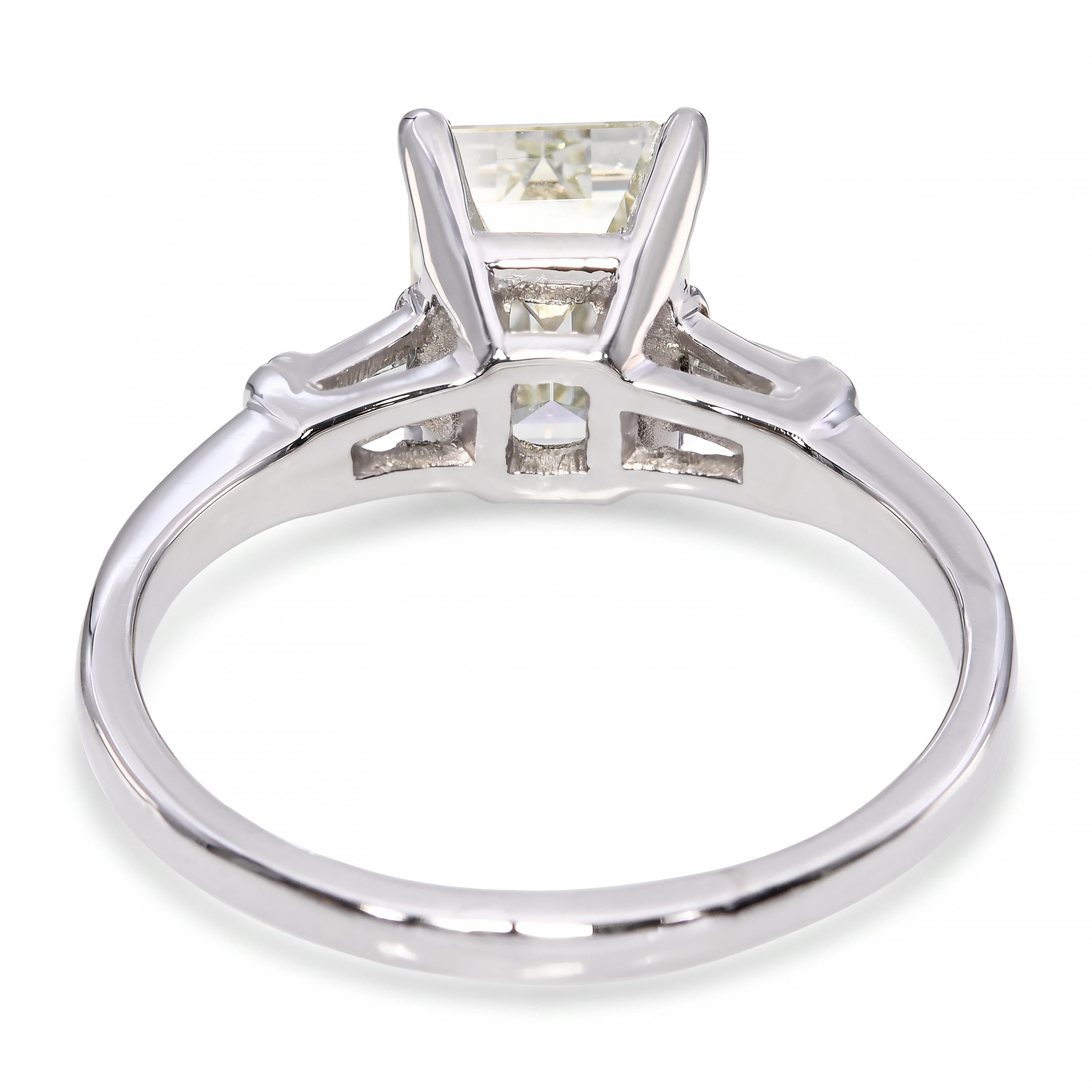 Vintage Platinum GIA 2.30tcw L VS2 Emerald Cut Diamond Ring