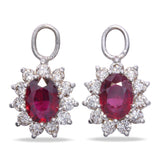 Vintage 14k White Gold Diamond Halo Ruby Ear Jackets