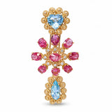 Vintage 18k Yellow Gold Topaz Tourmaline & Diamond Brooch