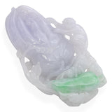 Vintage Grade A Lavender Jade Finger Citron Monkey and Grasshopper Carving