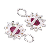 Vintage 14k White Gold Diamond Halo Ruby Ear Jackets