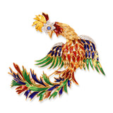 Vintage Italian 18k Yellow Gold Enamel Rooster Diamond & Sapphire Accent Brooch