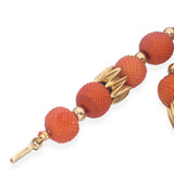 Vintage 14k Yellow Gold 9.5mm Red Coral Beaded Strand Necklace
