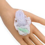 Vintage Grade A Lavender Jade Finger Citron Monkey and Grasshopper Carving