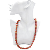 Vintage 14k Yellow Gold 9.5mm Red Coral Beaded Strand Necklace