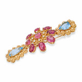 Vintage 18k Yellow Gold Topaz Tourmaline & Diamond Brooch