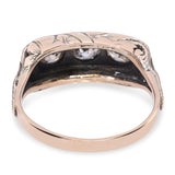 Antique 9k Rose Gold & Silver 0.78tcw Old Euro Cut Diamond Half Band Ring