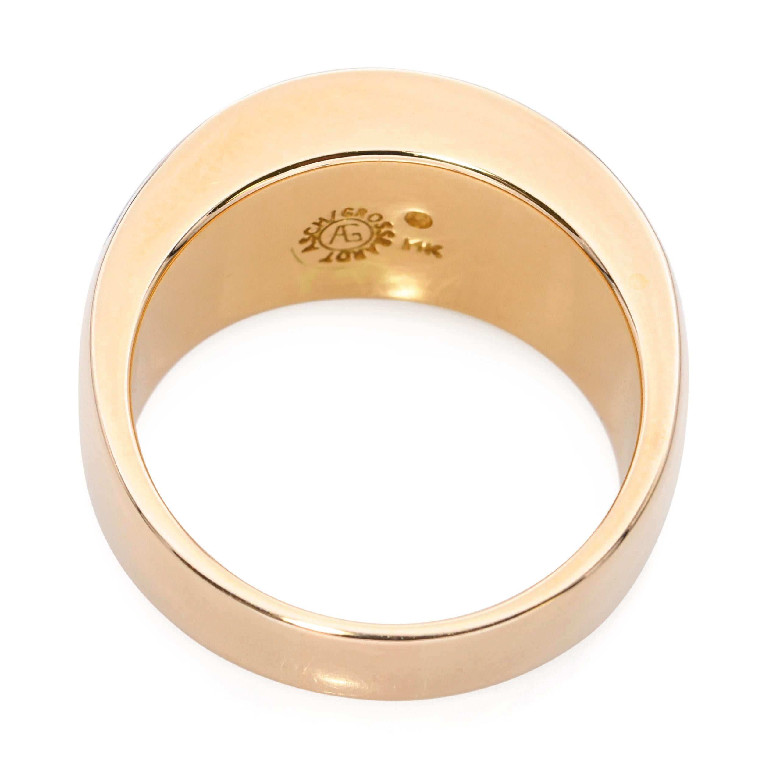 Asch Grossbardt 14k Yellow Gold Onyx and Mother of Pearl Inlay Ring