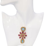Vintage 18k Yellow Gold Topaz Tourmaline & Diamond Brooch