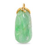 Vintage 14k Yellow Gold Carved Jadeite Jade Squash Pendant