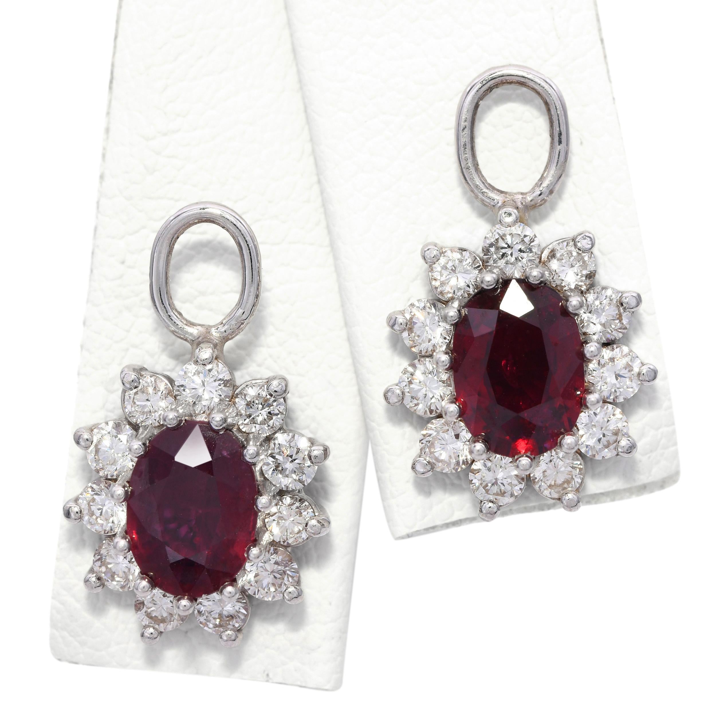 Vintage 14k White Gold Diamond Halo Ruby Ear Jackets