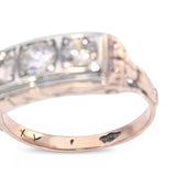 Antique 9k Rose Gold & Silver 0.78tcw Old Euro Cut Diamond Half Band Ring