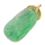 Vintage 14k Yellow Gold Carved Jadeite Jade Squash Pendant