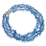 Vintage 14k White Gold Blue Topaz Briolette and Diamond Multi Strand Necklace