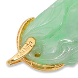 Vintage 14k Yellow Gold Carved Jadeite Jade Squash Pendant