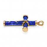 Vintage 14k Yellow Gold Lapis Lazuli Cross Pendant