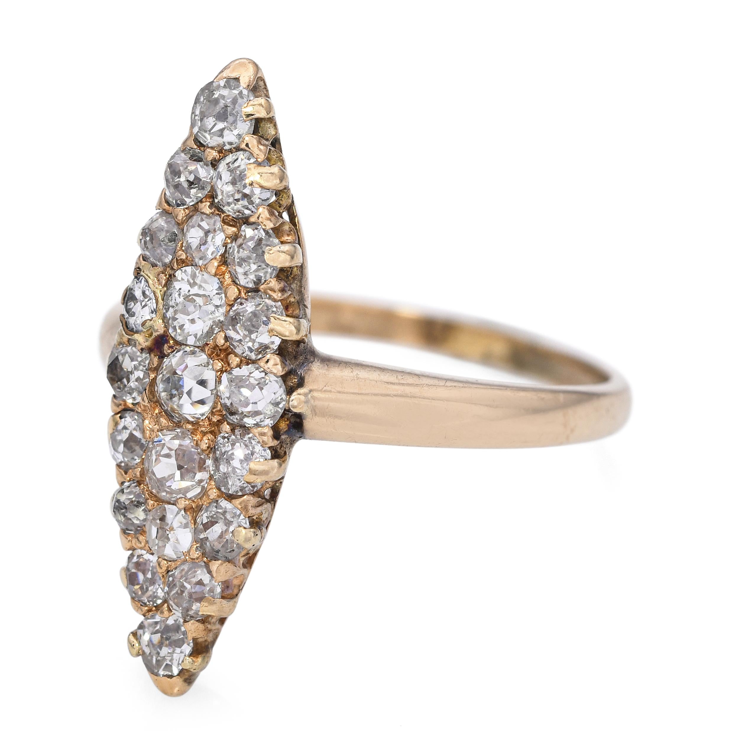 Antique Yellow Gold Diamond Navette Ring