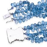 Vintage 14k White Gold Blue Topaz Briolette and Diamond Multi Strand Necklace