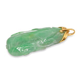 Vintage 14k Yellow Gold Carved Jadeite Jade Squash Pendant