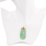 Vintage 14k Yellow Gold Carved Jadeite Jade Squash Pendant