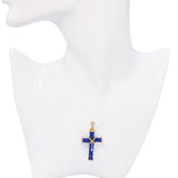 Vintage 14k Yellow Gold Lapis Lazuli Cross Pendant