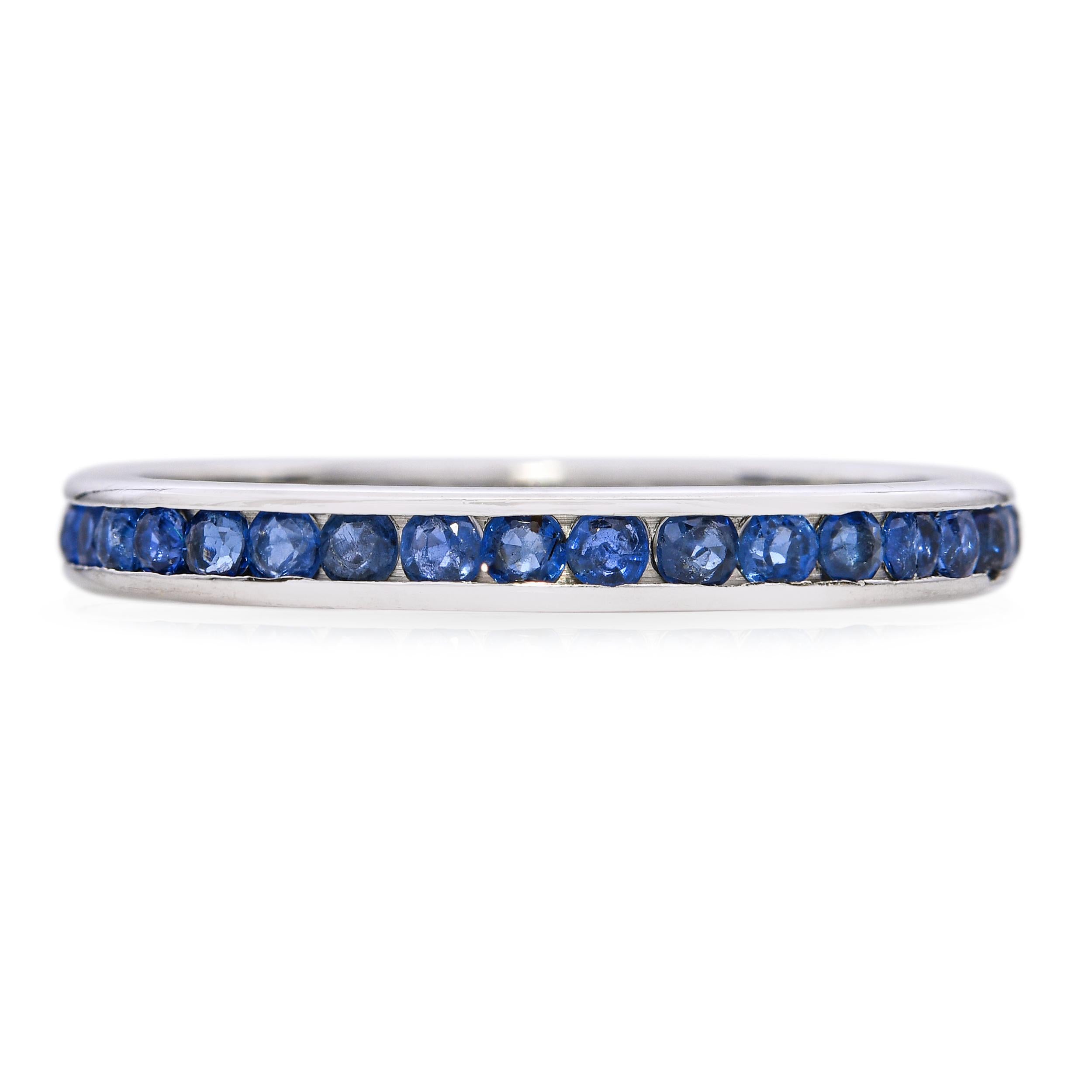 Vintage 14k White Gold 0.57tcw Sapphire Eternity Band