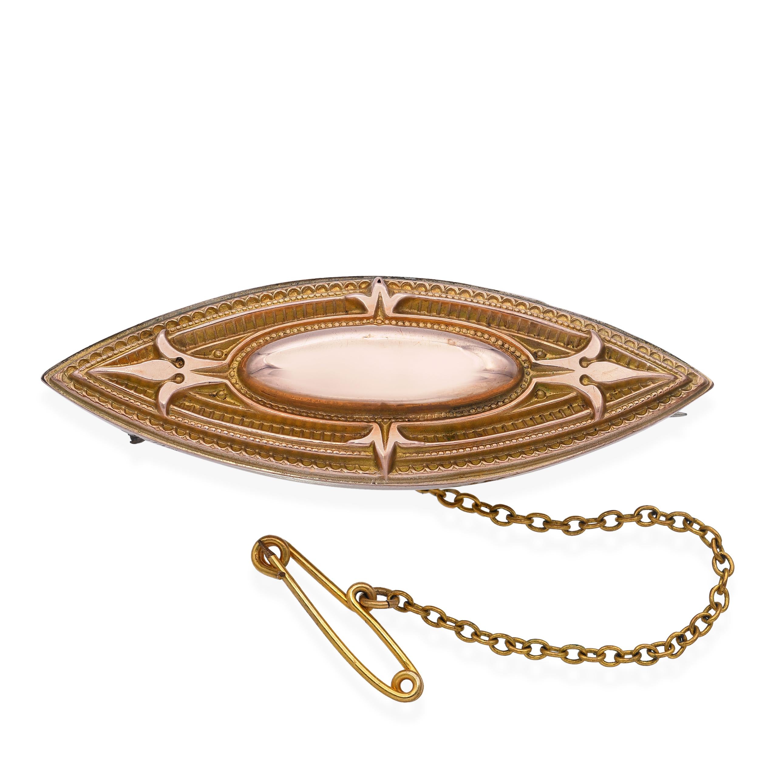 Antique 9k Yellow Gold Mourning Brooch