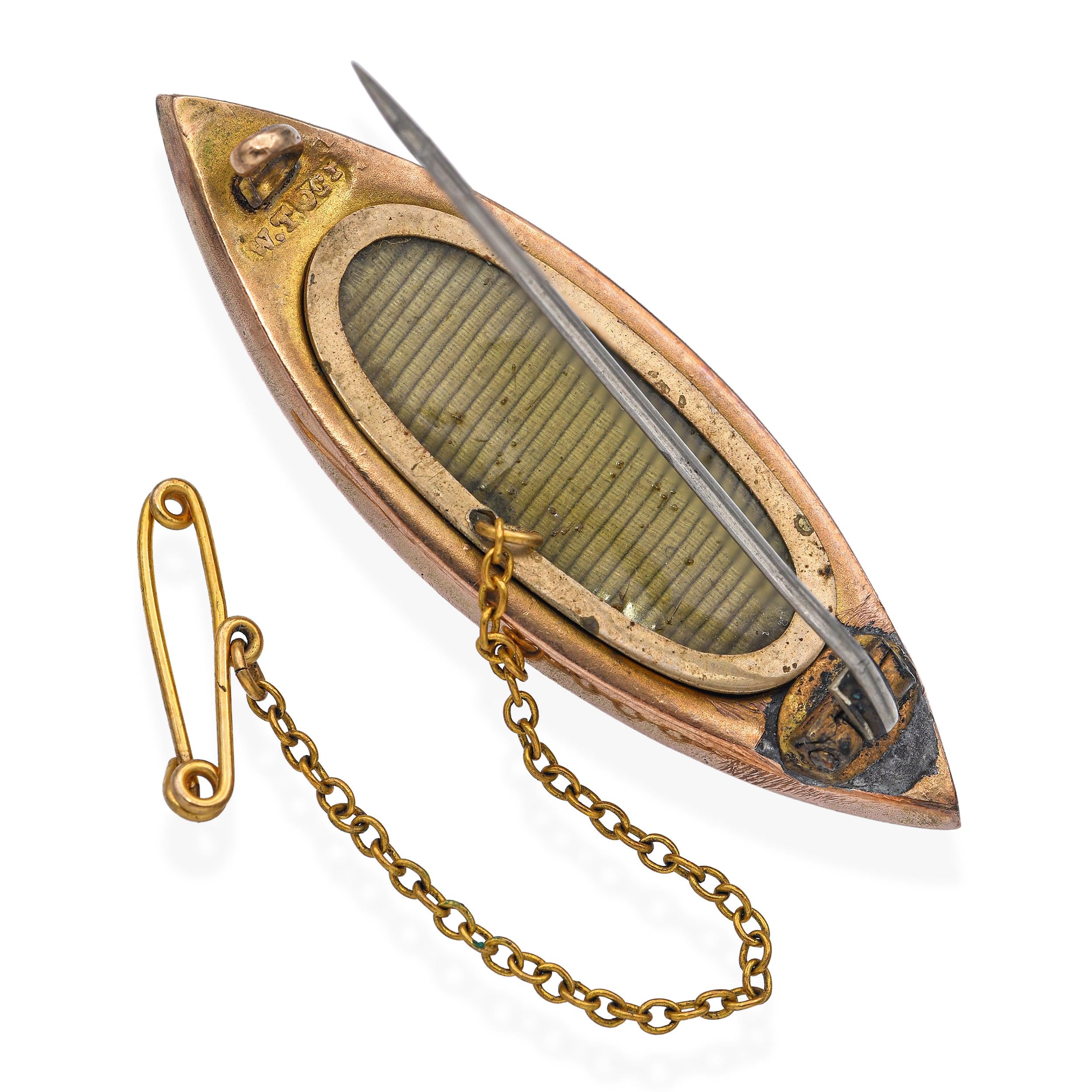 Antique 9k Yellow Gold Mourning Brooch