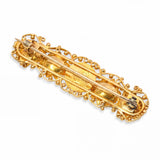 Antique 23k Yellow Gold Natural Pearl and Opal Bar Brooch
