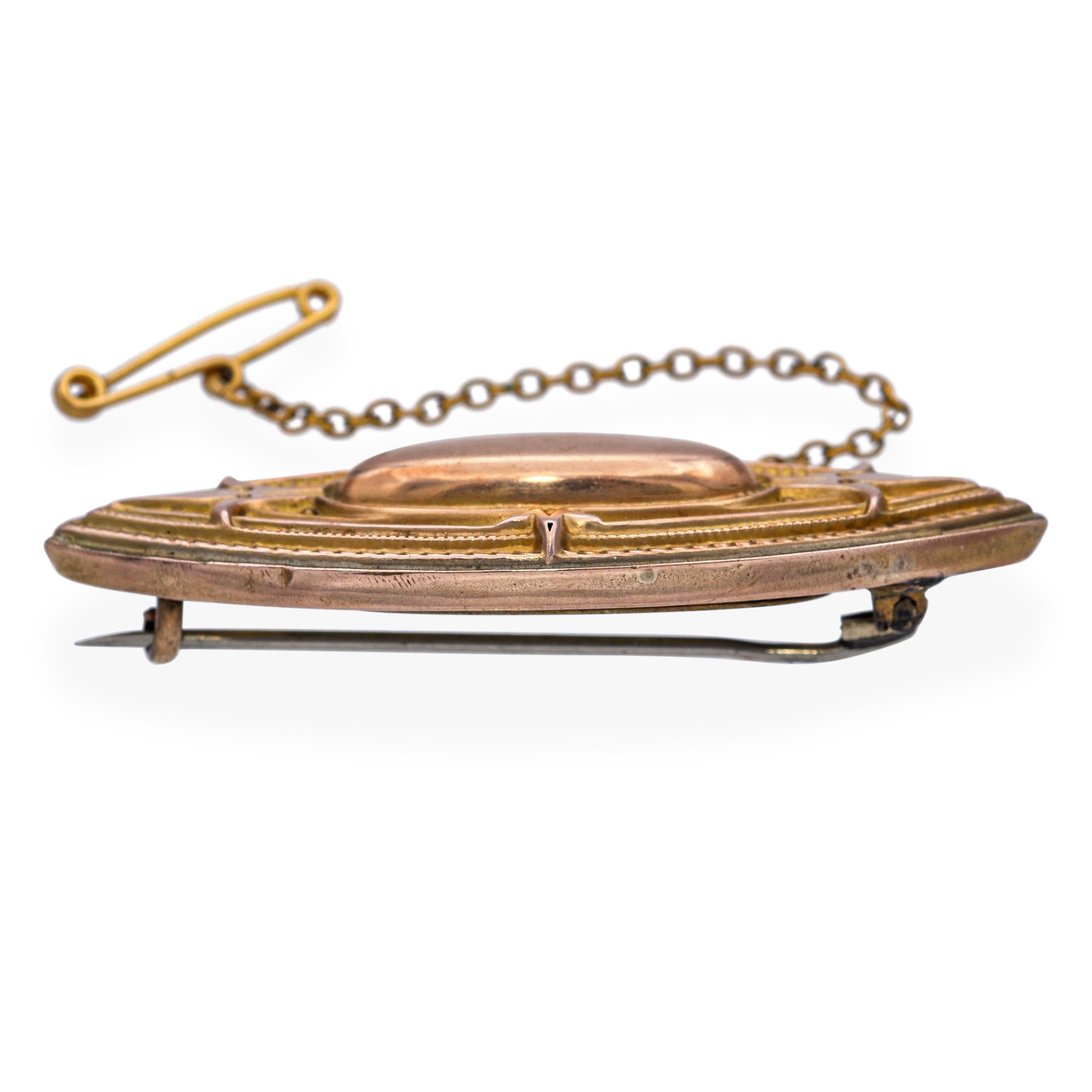 Antique 9k Yellow Gold Mourning Brooch