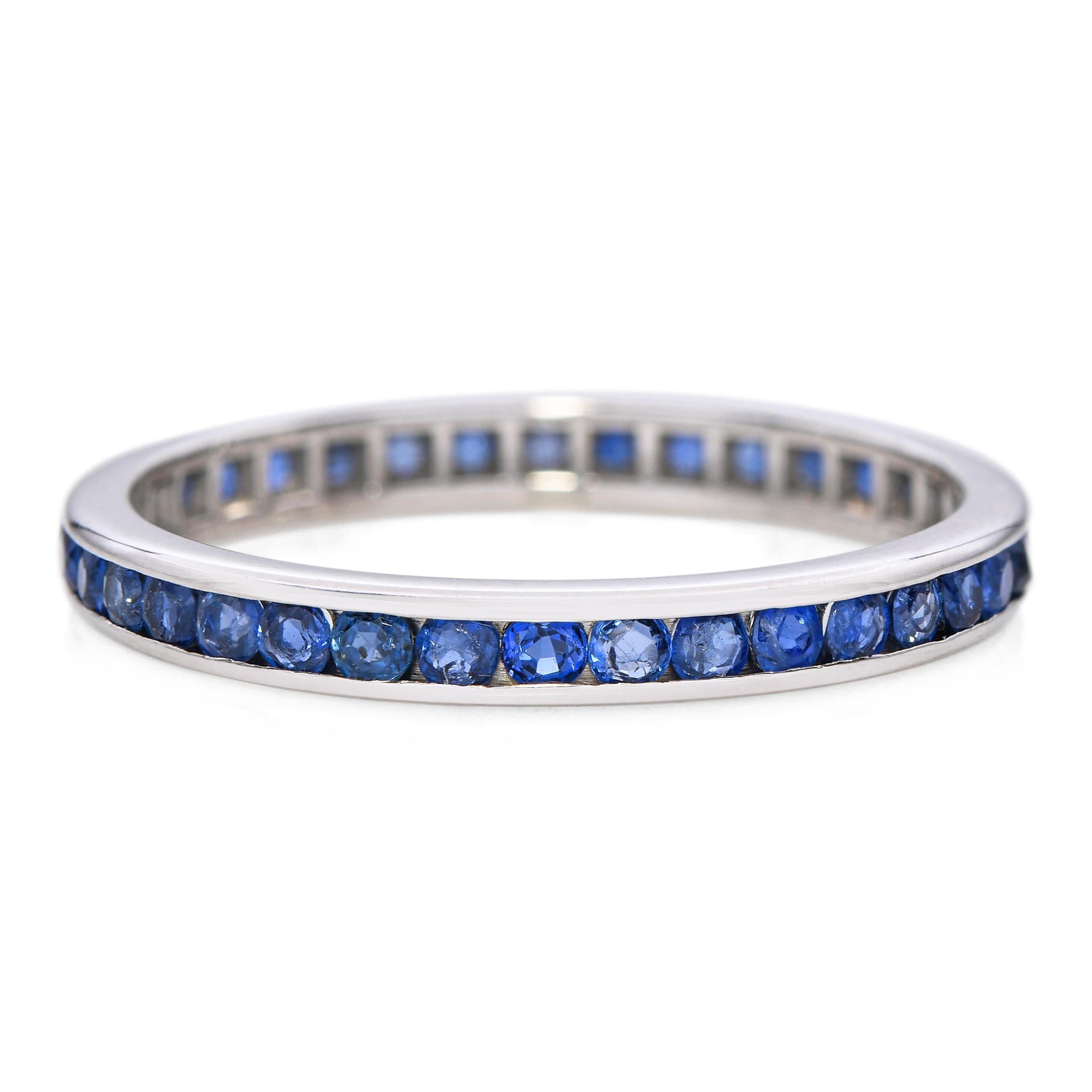 Vintage 14k White Gold 0.57tcw Sapphire Eternity Band
