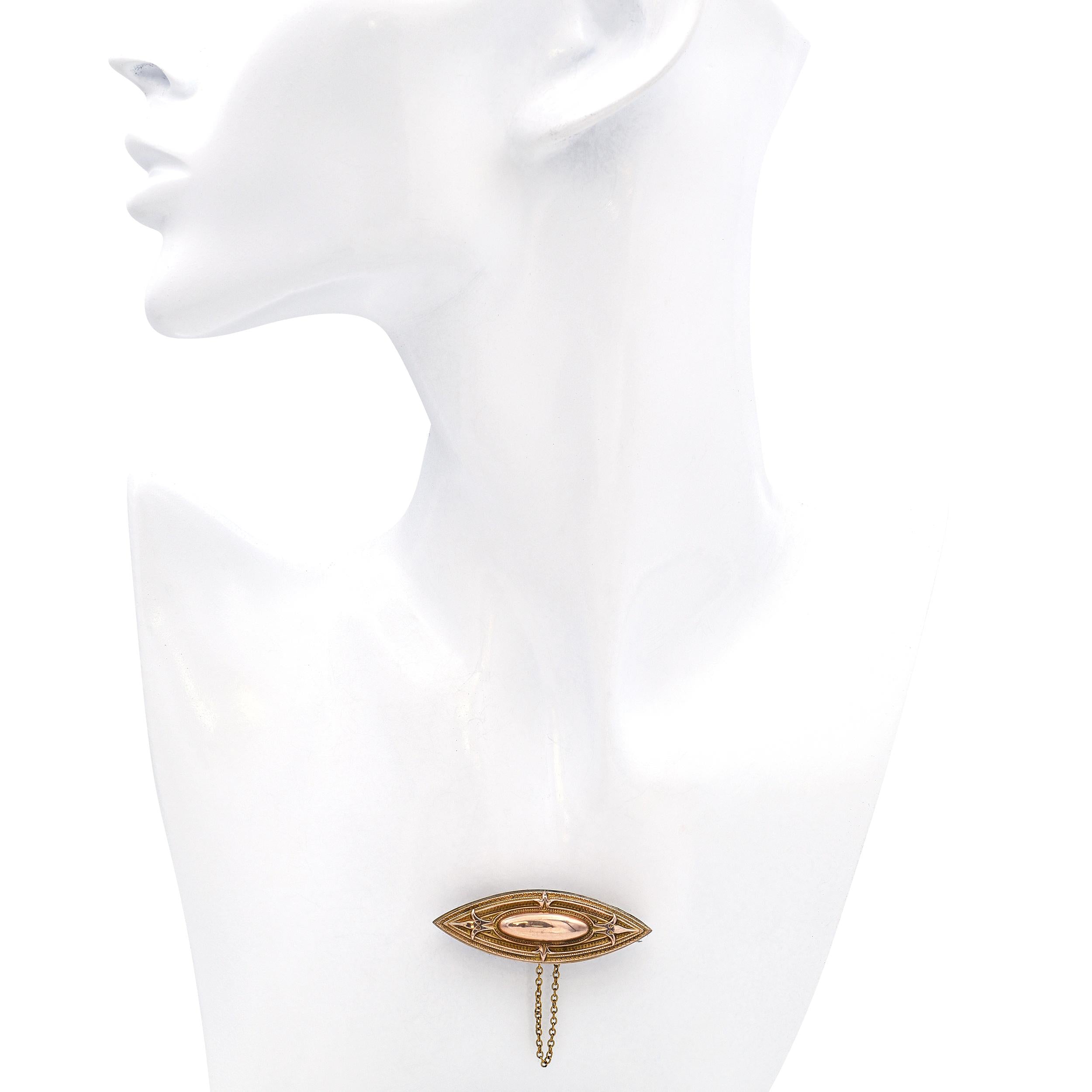 Antique 9k Yellow Gold Mourning Brooch