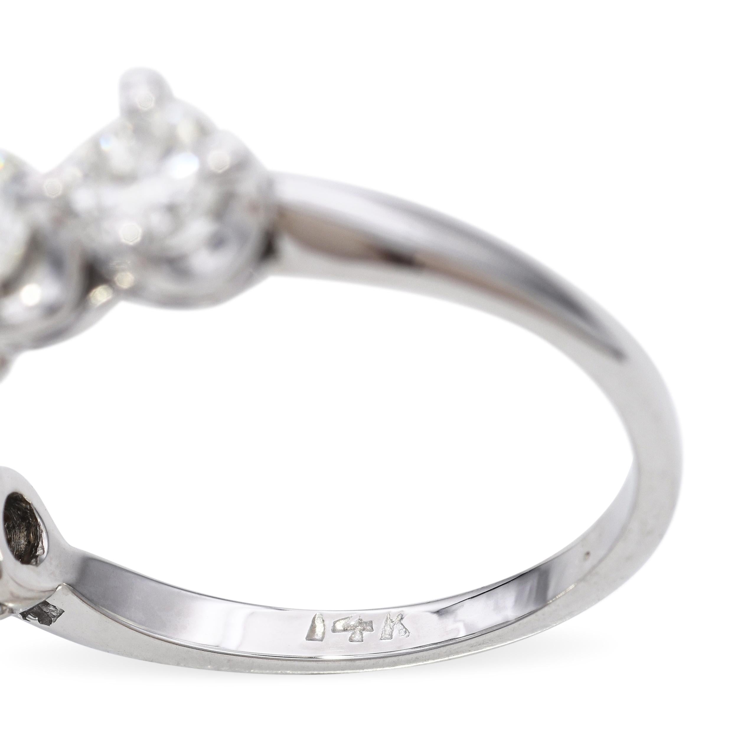 Vintage 14k White Gold 1.75tcw Diamond Five Stone Ring