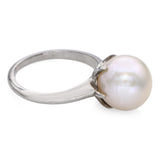 Vintage 14k White Gold Pearl Solitaire Ring